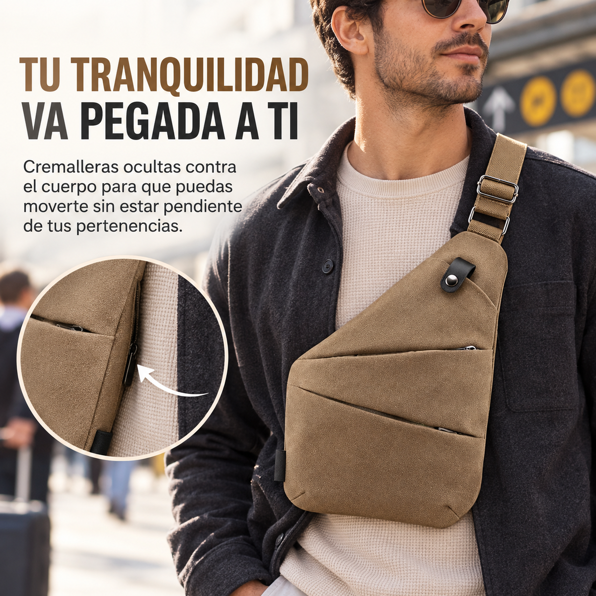 Bandolera Antirrobo con Bolsillo Oculto
